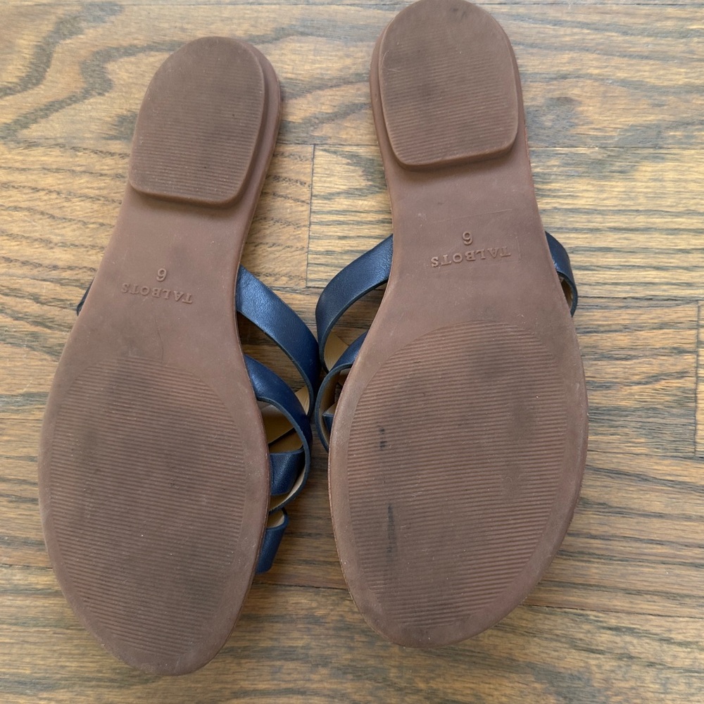 Talbots Navy Leather Woven Slide Sandals - Picture 3 of 3